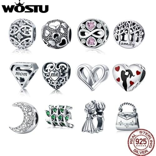 WOSTU Authentic 925 Sterling Silver Hot Sale Endless Love Charm Pendant Fit Bracelet Women Party Fashion DIY Jewelry Gift Making
