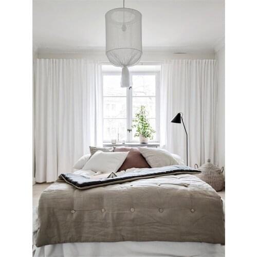 Nordic Cloth Shade Bucket Pendant Lights Bedroom Woven White Room Living Room Lamp Deco Cotton Fabric Hanging Lights Lighting