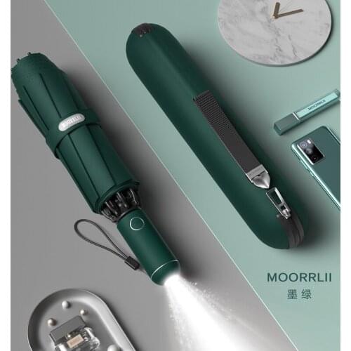 Fully Automatic Three Fold Umbrella Lights Womens Umbrella Garden Parasol Beach Accessories Fashion Paraguas Rain Gear EH50UM