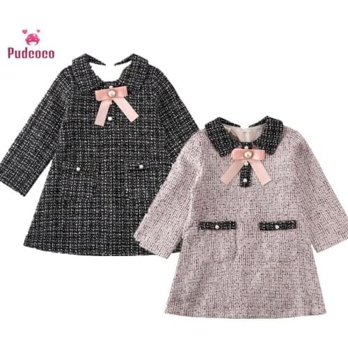 Pudcoco 2020 Spring Autumn Toddler Baby Girl Clothes Sets Plaid Coat Tutu Dress Party Formal Outfits Cotton Clothing 2-6Y