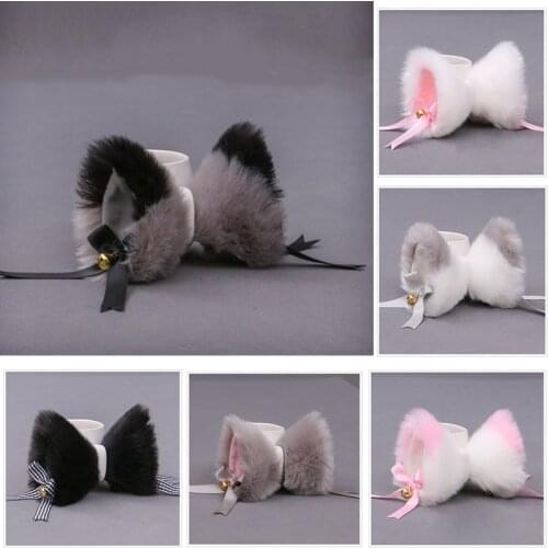 Animal Cosplay Furry Cat Ears Hairpins Fluffy Plush Cosplay Hair Clips Barrette Halloween Performance Costume Accessories