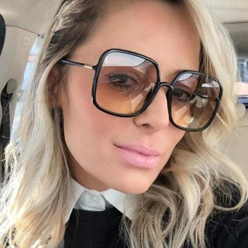 Retro Square Brown Sunglasses Big Female Famous Brand Acetate glasses Transparent Male Sun Oculus Women‘s Glasses Frame UV400