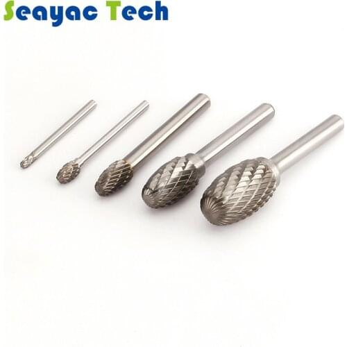 Double Slot Grinding Head E-shaped Metal Woodworking Wood Carving Tool Oval Type Carbide Tungsten Steel Rotating Rake