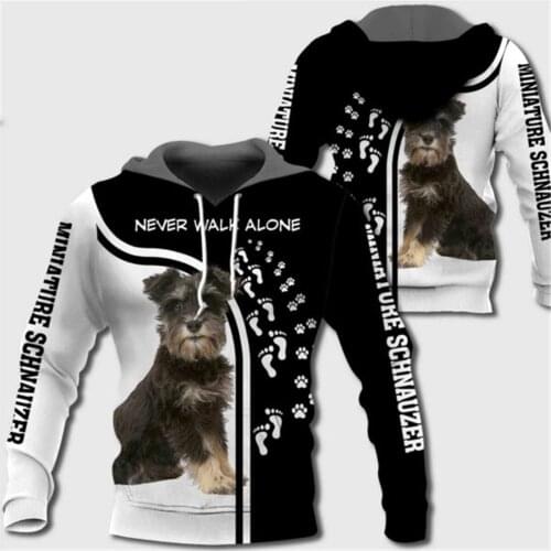 Cute Miniature Schnauzer 3D Jacket Men/women Casual Streetwear Hoodies Boys Hip Hop Kawaii Hood Sweatshirts Mens Hipster Clothes