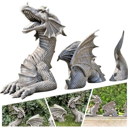 Large Dragon Gothic Garden Statue Decoration Accessories Sculptures Resin Ornament For Garden Outdoor Backyard Decoration