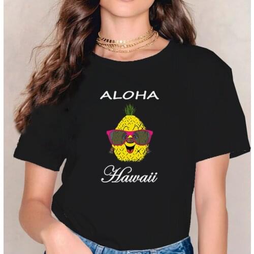 Aloha Hawaii Graphic Tees 2021 Vacation Tropical Tops Women Funny Tshirt Oversized Streetwear Top Travel Style Harajuku XL
