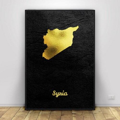 Gold Map Syria Canvas Wall Art Print Modern Painting Poster Wall Picture Living Room Kitchen Corridor Decoration