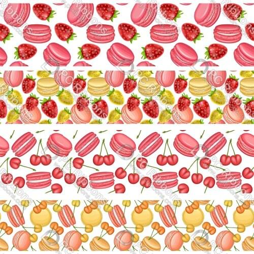 16-75MM Cartoon Macaron Printed Grosgrain&Sati&16MM Foe Ribbon DIY Handmade Materials Christmas Wedding Gift Wrap Tape 50yards