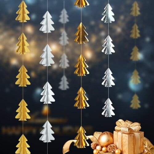 2.1m Christmas Decoration pendant three-dimensional Christmas tree flag and flower decoration window party decoration supplies