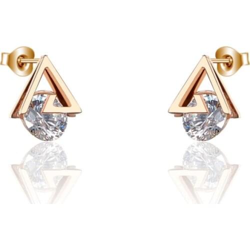 316L Stainless Steel Titanium Steel English Letter D Single Crystal Stud Earrings Feminine Simple Fashion Earrings