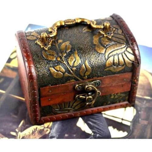 50pcs Jewelry Box wood Storage Case Flowers Pattern Retro Classic Wooden Vintage Metal Lock Candy Boxes Organizer 12x8x8.5cm SN