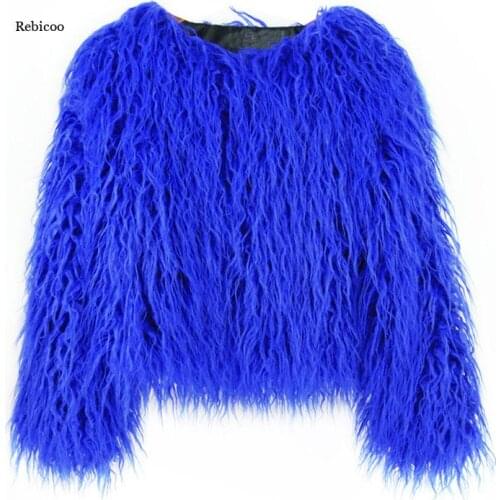 5Xl Plus Size Womens Fur Coat Furry Lamb Wool Faux Fur Coat Female Shaggy Sheepskin Coat Artificial Fur Women Jacket Winter