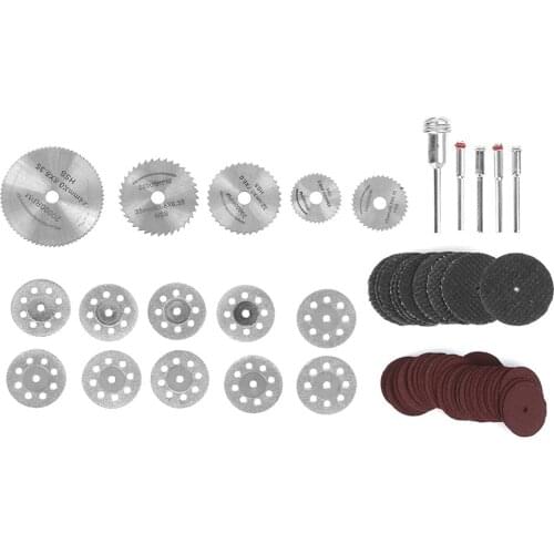 60Pcs Electric Grinding Set HSS Diamond Circular Saw Blade With Connect Rod Black Mesh Red Sandpaper Woodworking Polishing Tools