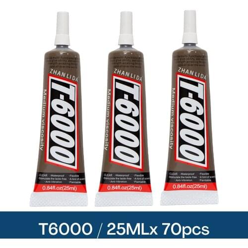 70PCS 25ML Zhanlida T6000 Cellphone Repair Glue DIY Diamond Jewelry Handicraft Point Drill DIY Glue Universal Adhesive