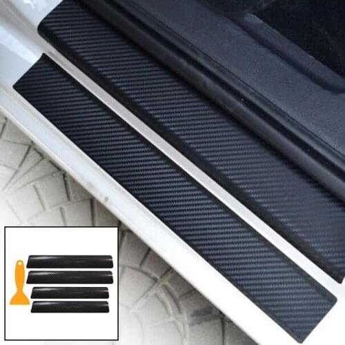 Car 3D Door Sill Sticker Anti-Scratch Cover Strip Black Universal Vehicle