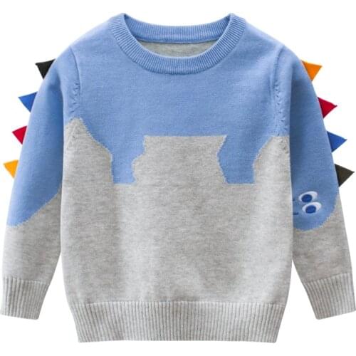 Children Sweater Toddler Baby Boys Cartoon Dinosaur Autumn Winter Kids Sweaters Cute Tops Spring Clothing Tops for 2-8 Years