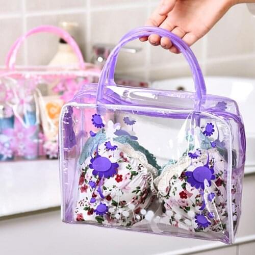 Travel Portable Transparent Toiletry Wash Cosmetic Bag Makeup Flower Waterproof Makeup Case Make Up Organizer Storage Pouch