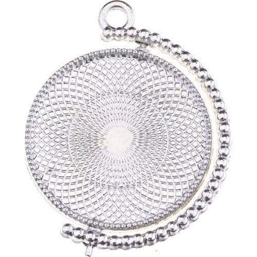 5pcs 25mm Inner Size Rotation Double Side Silver and Gold color Cameo Cabochon Base Setting Charms Diy Jewelry Findings