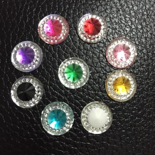 HOT 30pcs 12mm Round Resin FlatBack Appliques/wedding DIY craft rhinestone C20