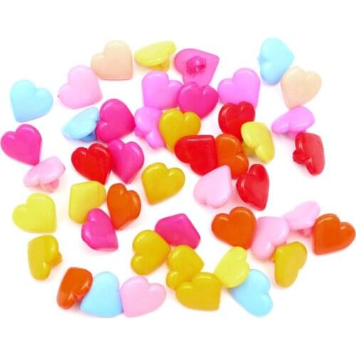 LF 100Pcs 12x13mm Mixed Heart Acrylic Sewing Buttons For Clothes Needlework Scrapbooking Crafts Decorative Diy Accessories