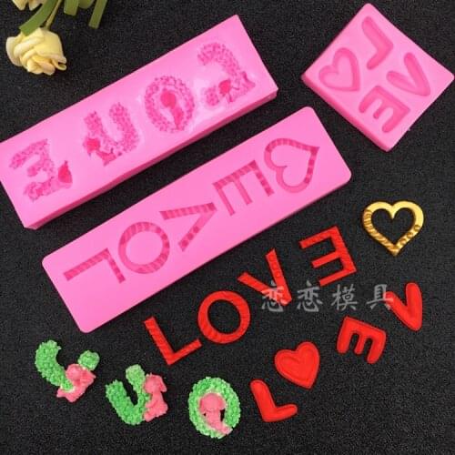 Love English letter love silicone mold turning sugar chocolate baking cake decoration tool DIY gutta percha plaster mold