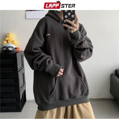 LAPPSTER Streetwear Men Letter Print Black Hoodies 2021 Autumn Pullover Mens Japanese Sweatshirts Male Harajuku Hooded Hoodie