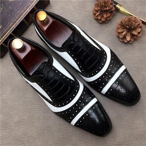 Men Leather Shoes Lace Up Casual Shoes Dress Shoes Brogue Shoes Spring Ankle Boots Vintage Classic Male Casual HC573