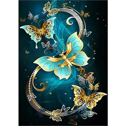 Round Diamond Full Diamond Diamond Painting Set Living Room Dining Room Decorative Painting Mural Butterfly
