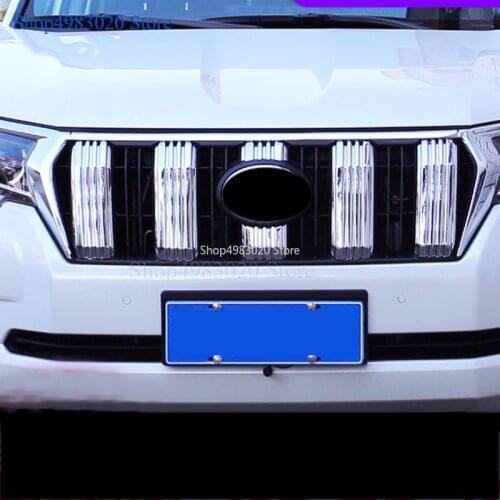 Medium mesh trim strips in the grid grille Front and Middle Grids Fittings ABS chrome for Toyota Land Cruiser Prado150 2018 2019