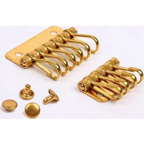 Solid Brass Key Chain Rings Combination Buckle Hanger Cap Stud Purse Choncos For Leather Craft Wallet Bag Accessories