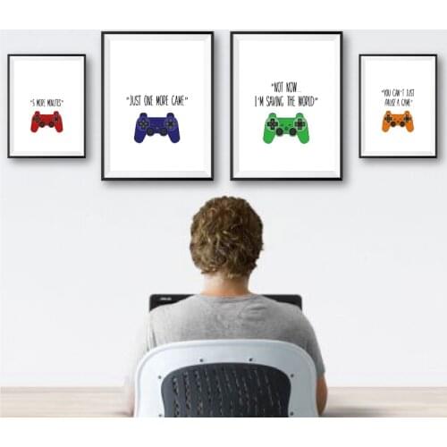 Video Games Quote Canvas Posters Gamer Boy Girl Gift Gaming Sign Game Controller Art Painting Pictures Games Room Wall Decor