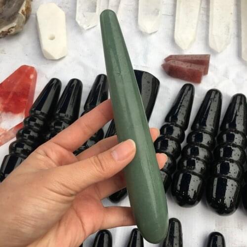 16cm Natural dongling jade carving female crystal massage stick point healing