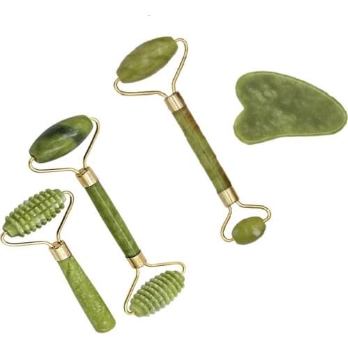 Facial Massage Roller Guasha Board Double Heads Jade Stone Face Lift Body Skin Relaxation Slimming Beauty Neck Thin Lift