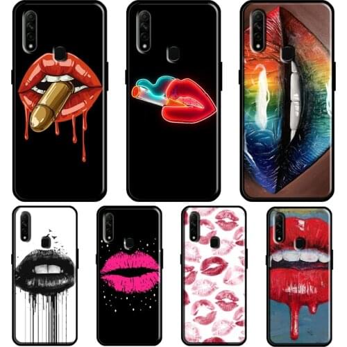 Sexy Red Lips For OPPO A15 A1K A3S A5S A52 A72 A91 A83 A93 Find X3 Pro Reno 2 Z A5 A9 A31 A53 2020 Case