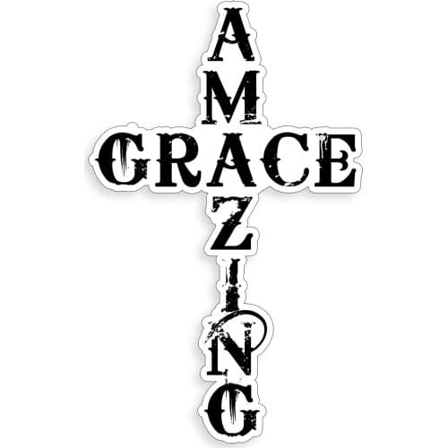 Solemn Grace Cross Christian Script Sticker Cup Car Laptop Window Bumper Decal