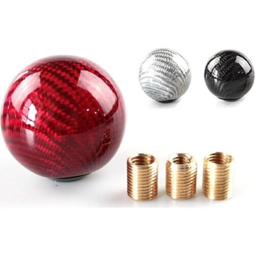 Round Ball Universal Carbon Fiber Style Gear Shift Knob Head Replacement for Car shift knob toyota pomo cambio marchas vw t5