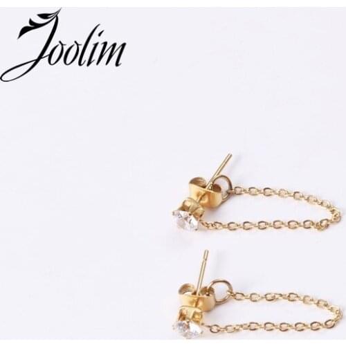 Waterproof & Tarnish Free Minimalist PVD Plated Long Tassel Chain Earrings Stainless Steel Jewelry