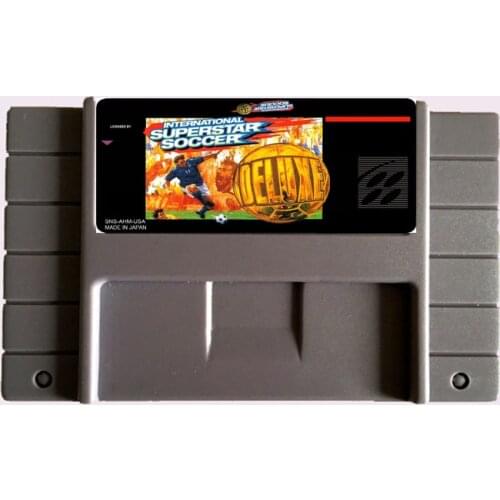 High Quality 16 Bit International Superstar Soccer-Deluxe NTSC Big Gray Game Card For USA Version Game Player
