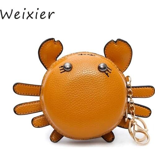 WEIXIER Creative crab zero wallet Ladys coin bag Key case Casual Mini Bag Children keep the purse Lovely cartoon Pendant V4-35