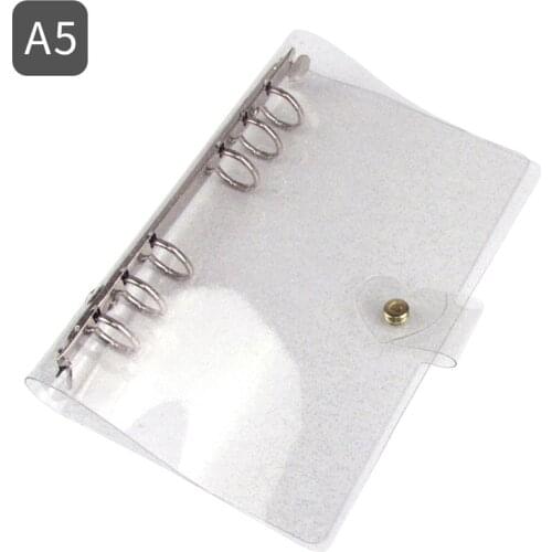 6 Holes Notebook Transparent Color PVC Clip File Folder Loose Leaf Hand Book Ring Binder Planner School Office