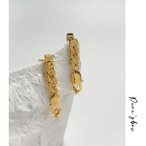 PerisBox Gold Color Trendy Lobster Clasp Chain Wrap Earring For Women Punk Rock Oval Chain Tassel Dangle Earring Street Eardrop