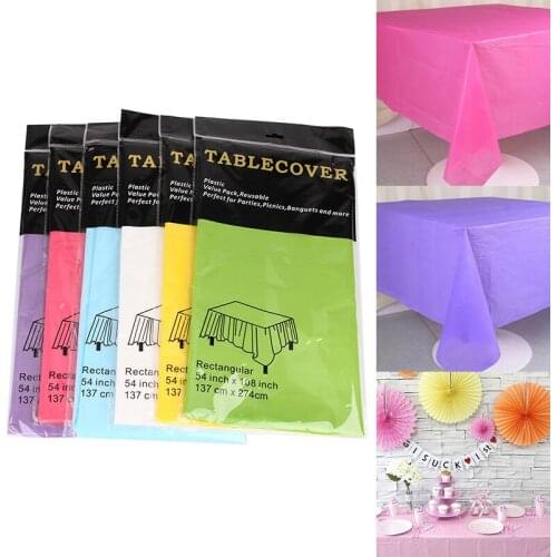 1PC Household Items Solid Color Party Table Cloth Degradable PE Disposable Plastic tablecloth Wedding Party Supplies 137 *274 cm