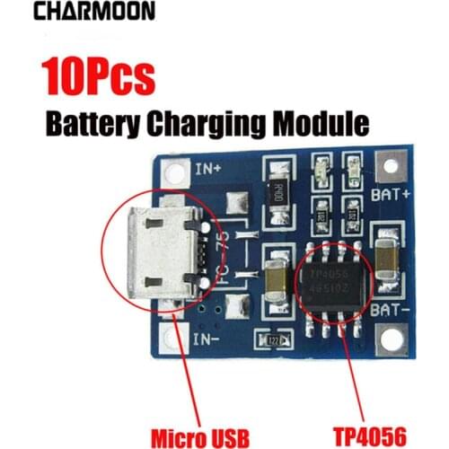 10Pcs TP4056 5V 1A Micro USB 18650 Lithium Battery Charging Board Charger Module Protection Dual Functions for arduino Diy Kit