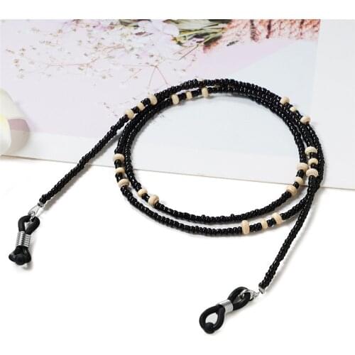 2mm Wooden Beaded Link Chain Eyeglasses Hanger Neckalce Reading Glasses Sunglasses Strap Cord Holder Face Mask Neck Head Band