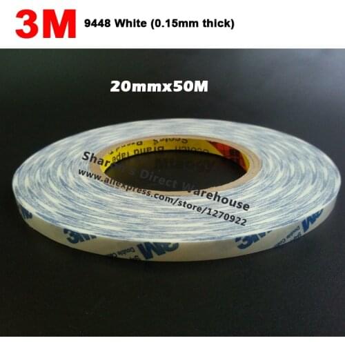 20mm* 50M 3M White Strong Sticky Glue Tape for Control Panel, Mobile Tablet Mini Pad LCD Touch Screen Scotch Brand Tape