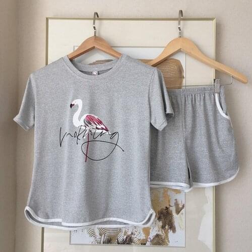 2020 Hot Summer Shorts Pajama Sets for Women Short Sleeve Sleepwear Cute Girls Cartoon Pyjama Homewear Pijama Mujer Home Clothes