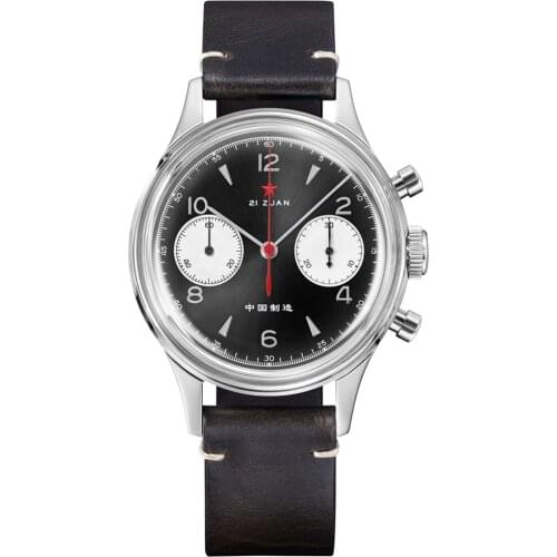 38mm REDSTAR Mens Chronograph Watch Seagull ST19 Movement Leather Men Sport Military Chronograph Watch Waterproof 1963 Clock