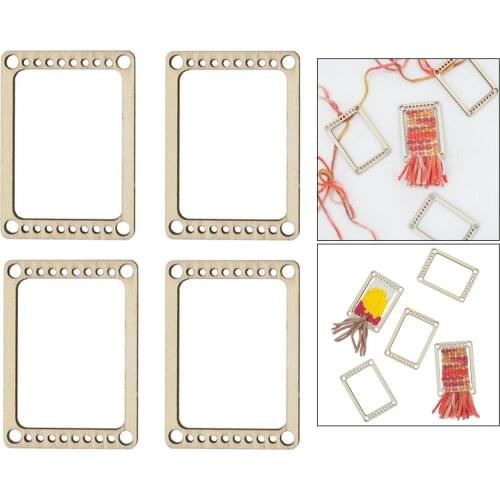 4pcs Wood Knitting Weaving Looms Coaster Key Pendant DIY Hand Knitting Machine, Handcraft Project Knitting Frame for Beginner
