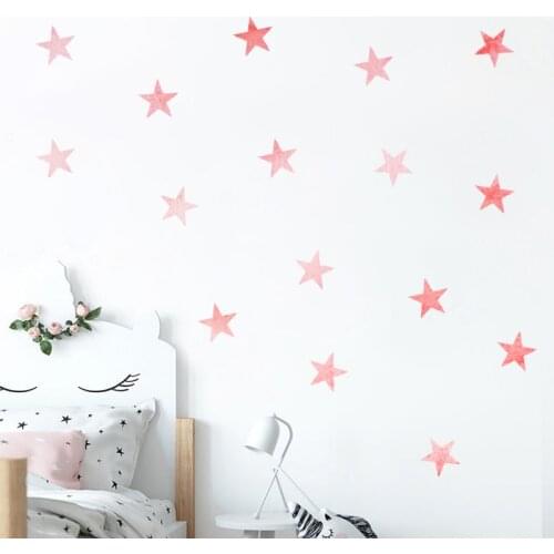 48 Pcs/Set PVC Watercolor Stars Wall Stickers for Kids Rooms Decoration Removable and Waterproof Stickers Home Bedroom Decor