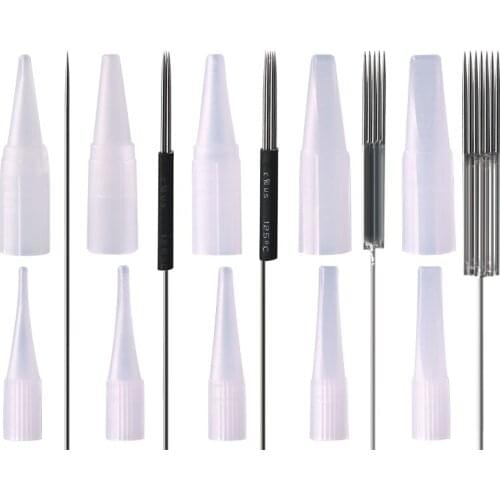 50pcs Permanent Makeup Supplies Disposable Microblading Eyebrow Blade Shader Round Tattoo Microblade Needles for Machine Pen